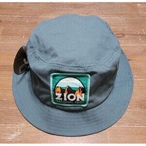 Zion National Park Bucket Hat Cap Green Utah Patch NPS NWT NEW